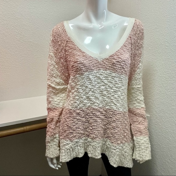 Free People • Striped Songbird Rugby Sweater Sz M - Picture 2 of 8